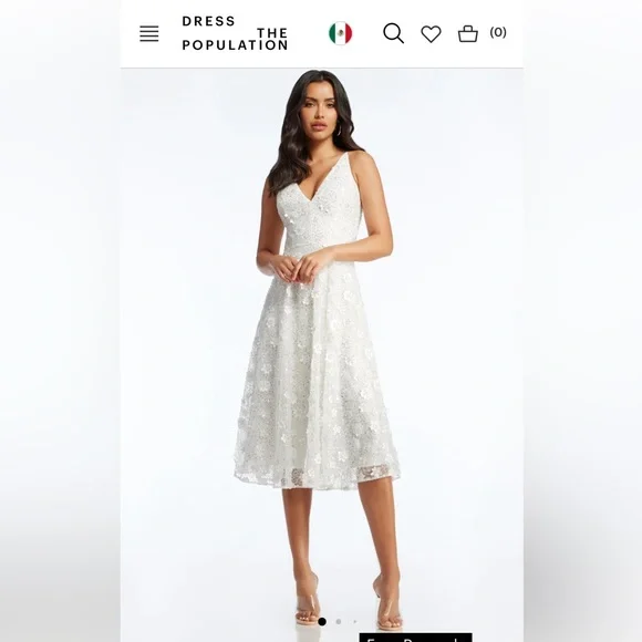 open lace back dress Dress the Population Women's Mermaid, Off White, XS at Amazon Women's  Clothing store